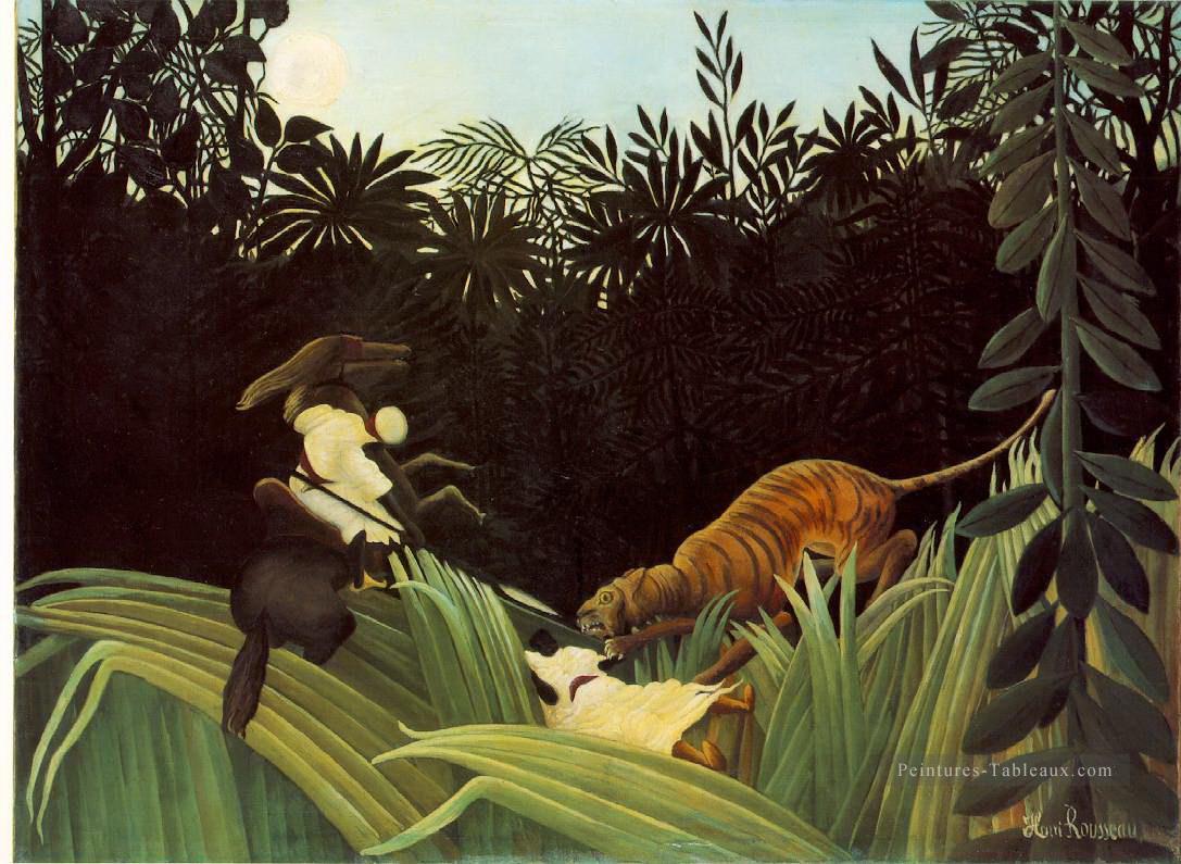 Scout attaqué par un tigre 1904 Henri Rousseau post impressionnisme Naive primitivisme Peintures à l'huile